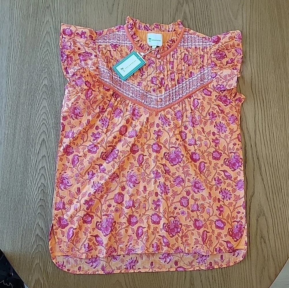 NEW Islapayal‎ Floral Pink and Orange Blouse